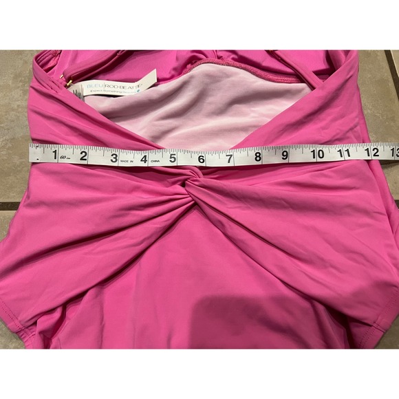 Bleu Rod Beattie Pink Twist Front One Piece Swimsuit Size 6 Adjustable Straps - Picture 7 of 8